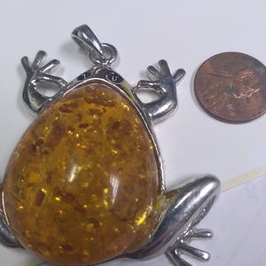 Large faux amber frog